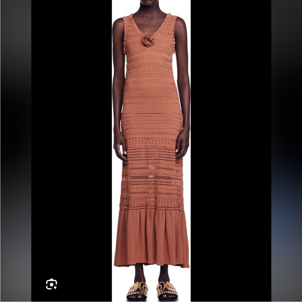 Sandro Terracotta Sleeveless Maxi Dress
